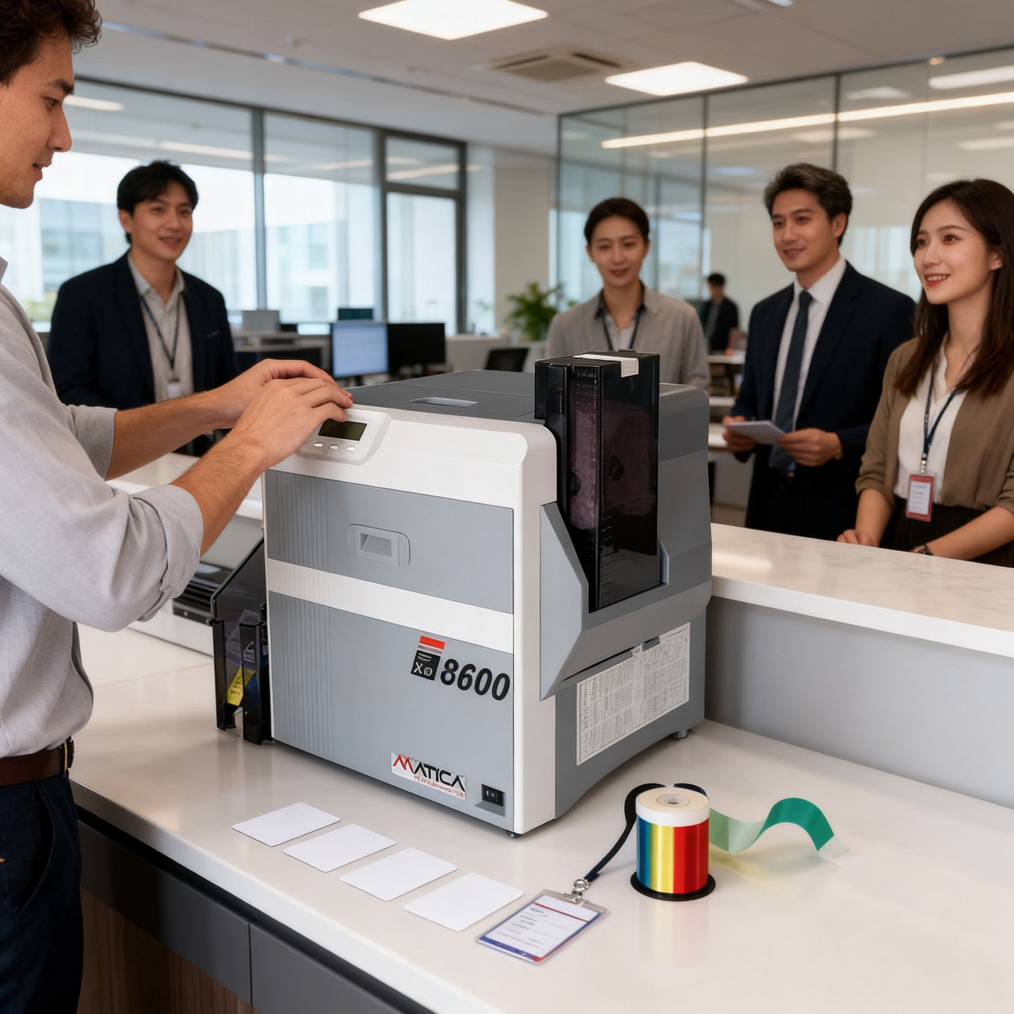 Matica XID8600正在打印高安全证件卡